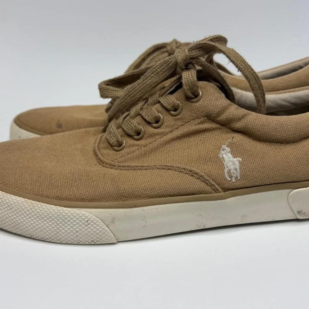 Polo Ralph Lauren Forestmont II Canvas Sneakers Men's 10.5 Tan Khaki Preppy
